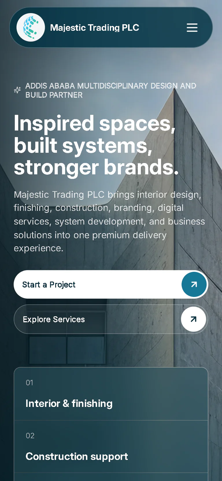 Majestic Trading PLC homepage on mobile